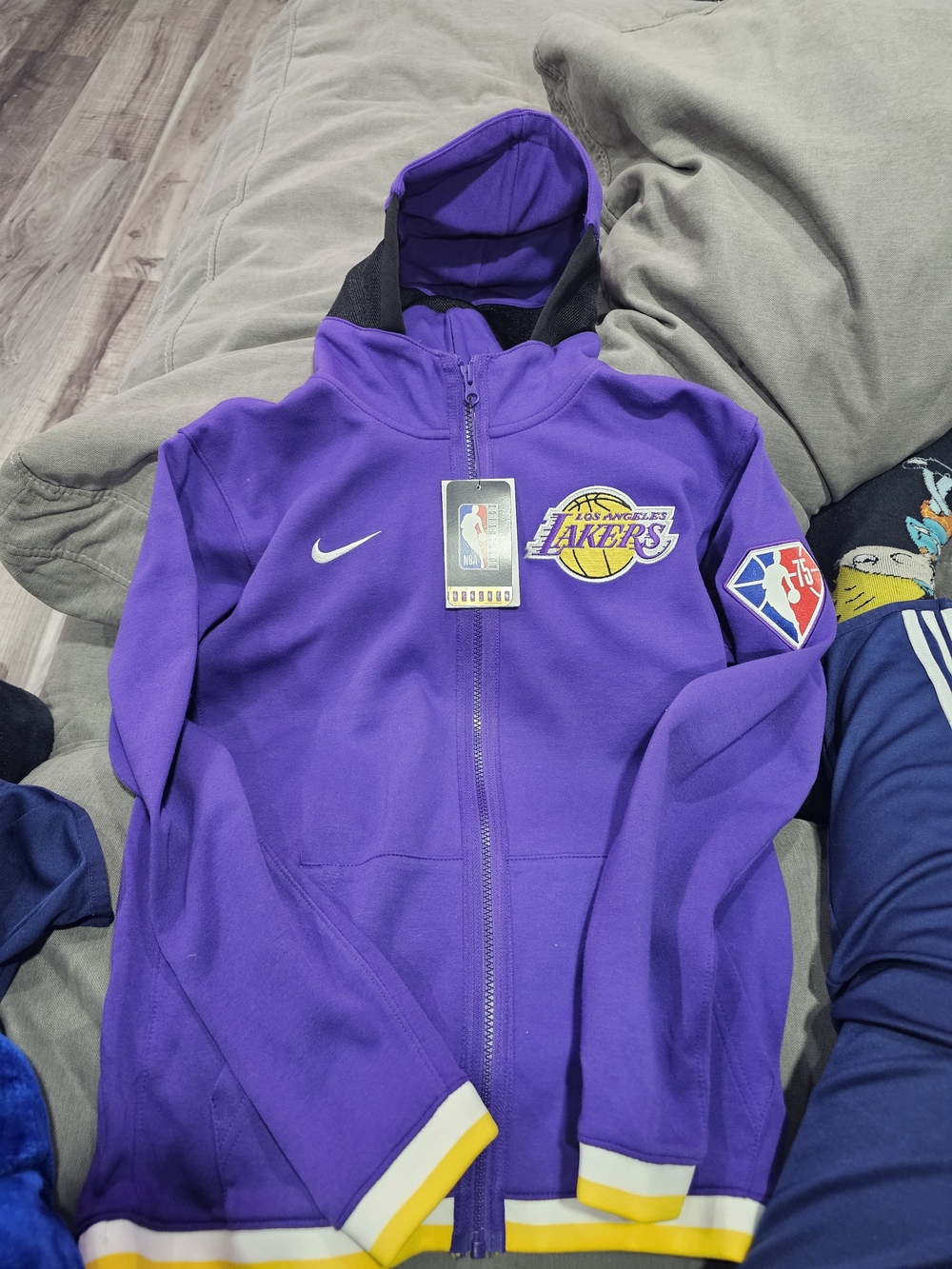 Nike Purple Los Angeles Lakers Hooded Full-Zip Jacket with Gold & White Trim
